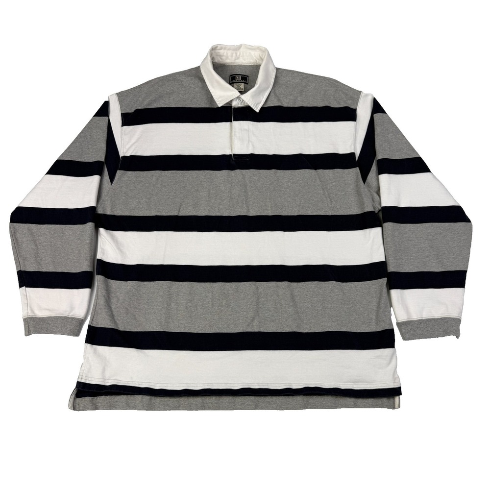 Vintage Maurices Mens‎ Striped Rugby Shirt Size XL Long Sleeve 1/4 Button SPOT